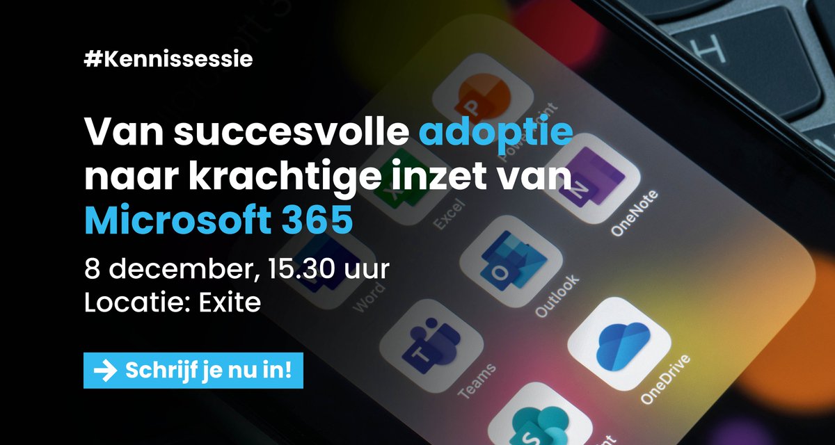 Hoeveel #Microsoft365-applicaties kun jij opnoemen 🤷‍♂️ ? Wist je dat er meer dan 25 zijn! Worden ze binnen jouw organisatie wel efficiënt gebruikt?

Als organisatie ook het max rendement uit Microsoft 365 halen? Zorg dat je bij deze #kennissessie bent! 

bit.ly/3WzUbea