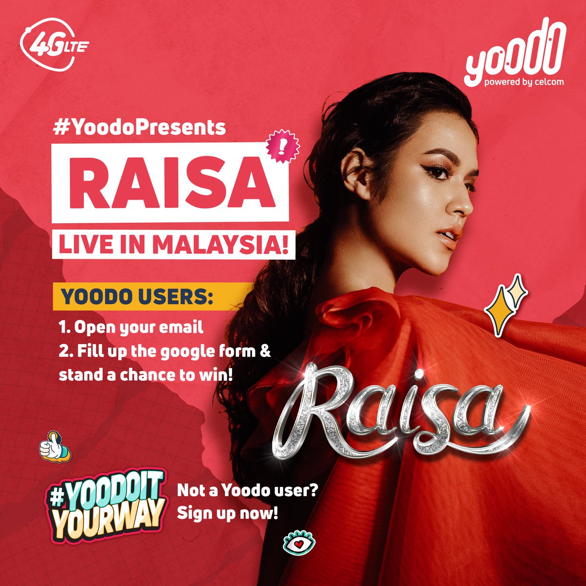 yoodoMY's tweet photo. #Raisa datang Malaysia guyss! 😱🇲🇾 Raisa fans jangan lepaskan peluang korang untuk saksikan concert Raisa LIVE di KL!
Yoodo users, korang hanya perlu:
1. bukak email korang
2. tekan google form dan isi butir anda untuk menang!
Senang je! Jumpa korang di sana!
#Yoodoitbetter https://t.co/qcqpqMRfHC