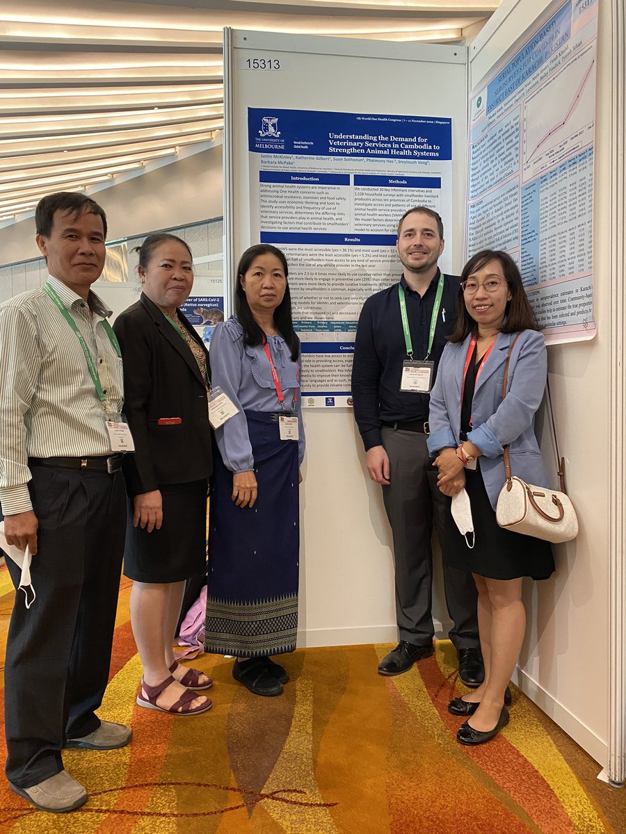 SreytouchVong's tweet photo. With the #COHERES team on poster corner! Understanding the demand of veterinary services in #Cambodia to strengthen animal health system! @NossalInstitute @ACIARAustralia @dfat #WOHC2022 https://t.co/shdJ7RG2I5