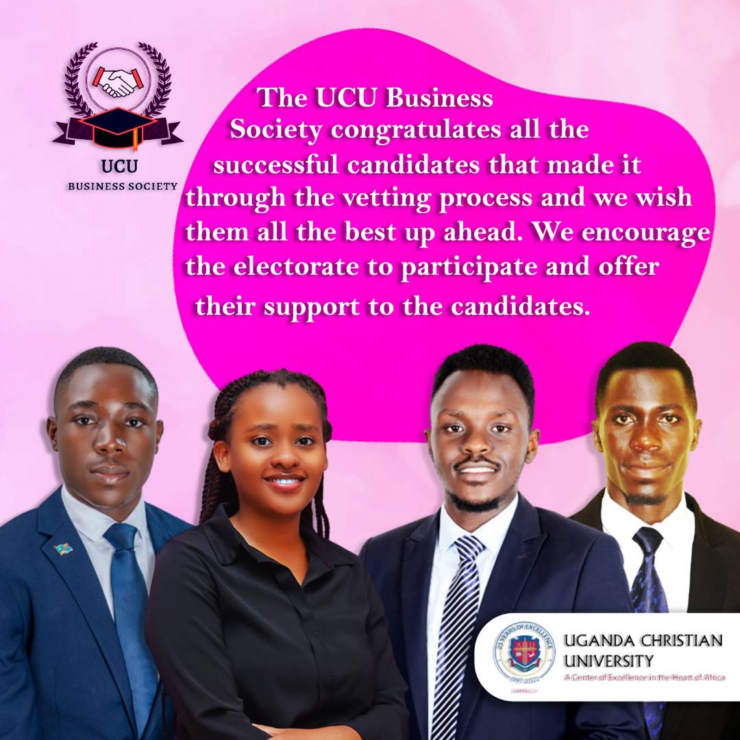 Voting of the #25thUCUGuildGovernment is going to take place on the 18th of this month online on eChagua.
As business students, it's imperative to support our own. These are the four candidates vouching for various positions. Do vote them on 18th.✅
Details below.
#UCUDecides2022
