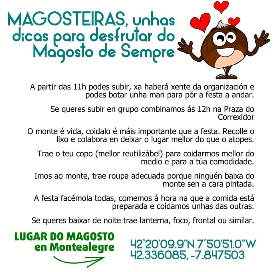ATENÇOM!! Hoje dia 7 último dia para anotar-se ao Magusto de Sempre!!!! 
Toma nota destas dicas para desfrutar a tope da festa👇🏾