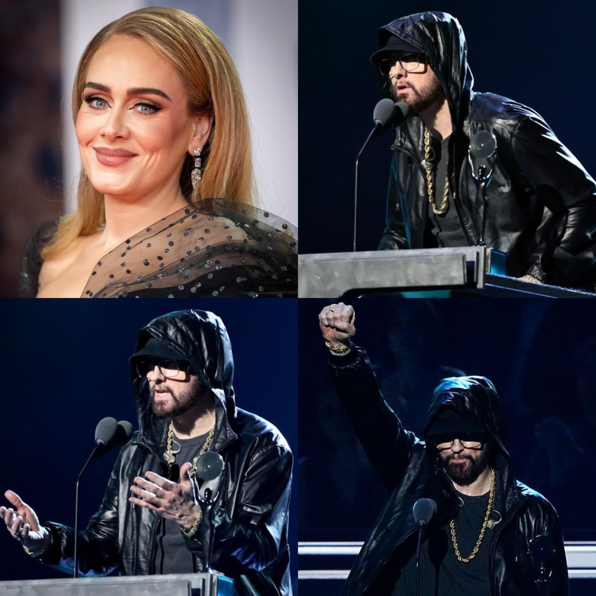 'If Adele speaks well of you, no matter what the critics say, she is very legendary.' — @Eminem yesterday during his speech at his induction into the Rock & Roll Hall of Fame.
