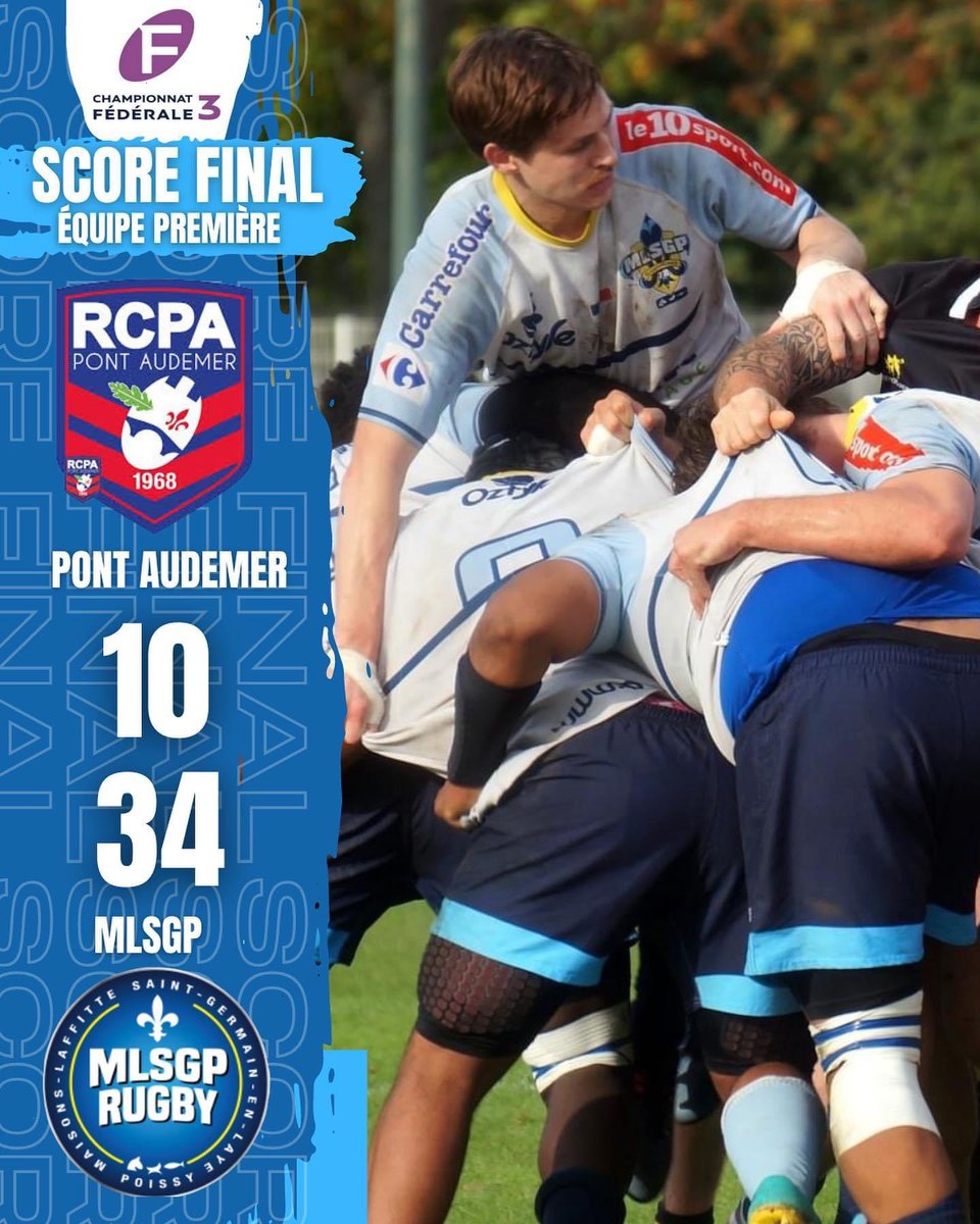 💙💛 RÉSULTATS 💛💙

ÉQUIPE PREMIÈRE : Victoire 34-10🔥
Victoire bonifiée pour notre première qui ramène les 5 points ! 🎉

ÉQUIPE RÉSERVE : Victoire 67-15 🔥
Énorme victoire avec les 5 points à la clef ! 🎉

Repos 2 semaines on se retrouve le 27 novembre contre EVREUX ⚔️