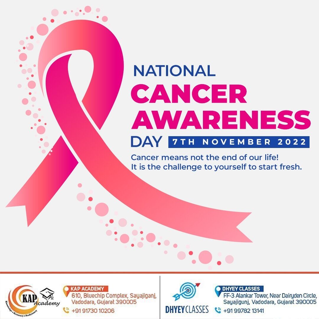 KapAcademy's tweet image. Get yourself and your loved ones diagnosed before your smile turns dim. On this National Cancer Awareness Day, take an oath to be an active personality to spread awareness amongst people. 

#nationalcancerawarenessday #nationalcancerawarenessday2022 #cancer #cancermessage #7nov