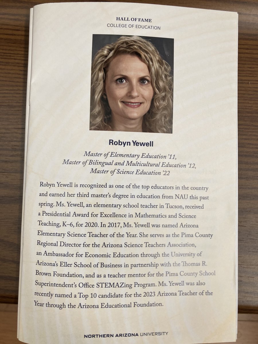 PradeepMDass's tweet photo. Excited to share that one of our MAST program graduates of 2022, Robyn Yewell, got inducted into the NAU College of Education Hall of Fame, for her many accomplishments.  The induction ceremony happened on Friday, Nov. 4th.  We are proud of you Robyn. https://t.co/t34jF0L8HK