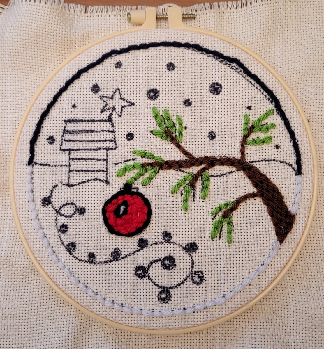 Calyx_Creative's tweet photo. Tonight's strim craft. We're working on the Christmas NP kit pattern. Testing it out to make sure I can share it with y'all. #needlepunch #twitchstreamer https://t.co/7OBnkS5S0E
