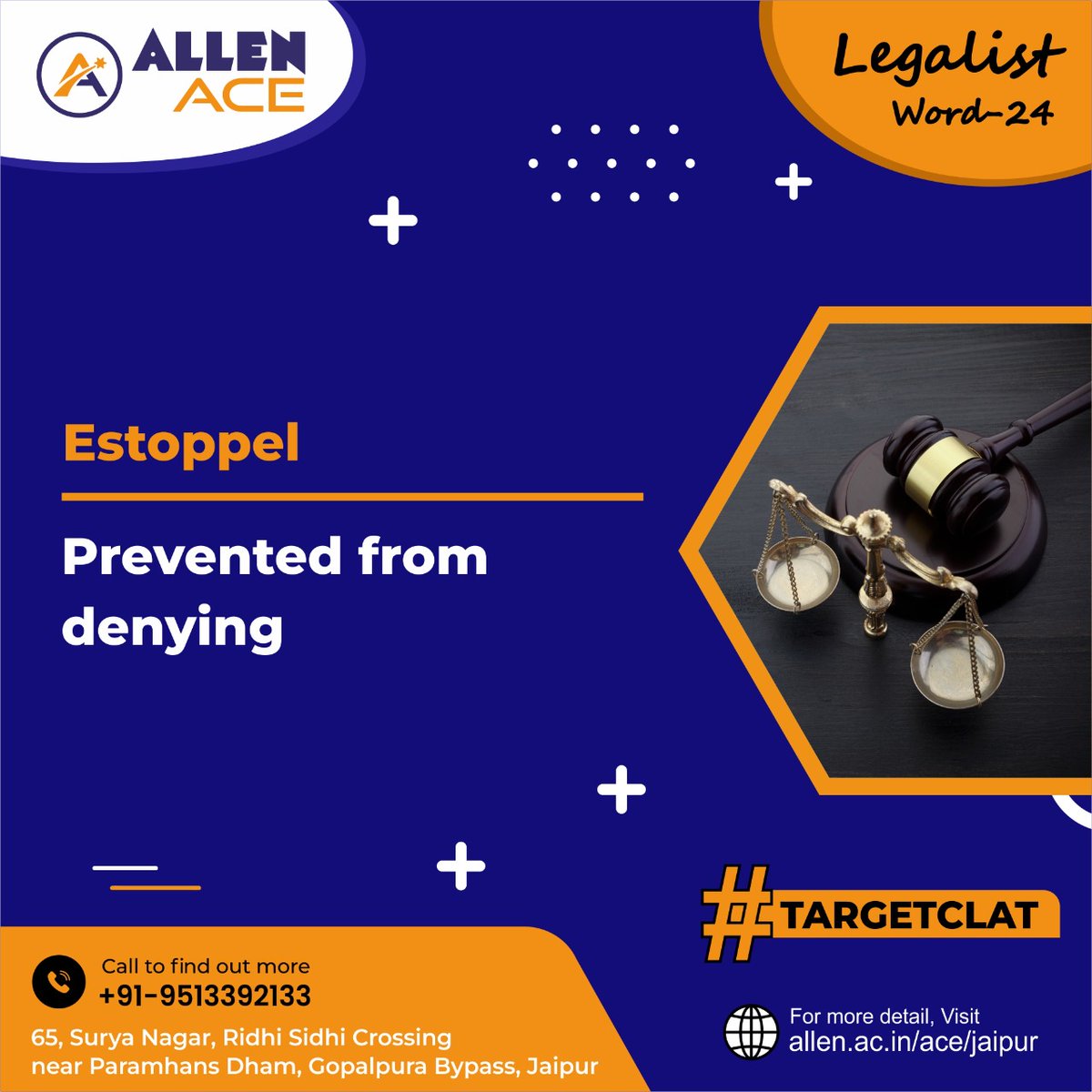 ACIPL_ACE's tweet photo. 🎯 Having big problem learning the big Legal words?
✅Give your #CLAT preparation a smarter edge with #ALLENAce's Legalist series. Master the most important Legal Vocabulary/ Legal Terms.
🌐Visit: https://t.co/puOzCbKzxR
☎️Call us: 9513392133
#AllenACECLAT #ALLENACELEGALIST https://t.co/9zDtE5oc8p