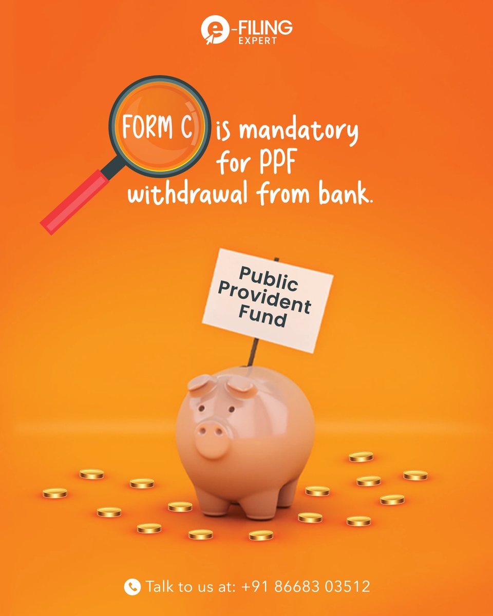 efilingexpert's tweet image. #FormC is a must for #PPF #withdrawal from the #bank. You can download it from the bank's website or visit the nearest branch. You must submit this form to the bank that has your PPF account set up.

#efiling #expert #publicprovidentfund  #financialdoubts #retirementplanning