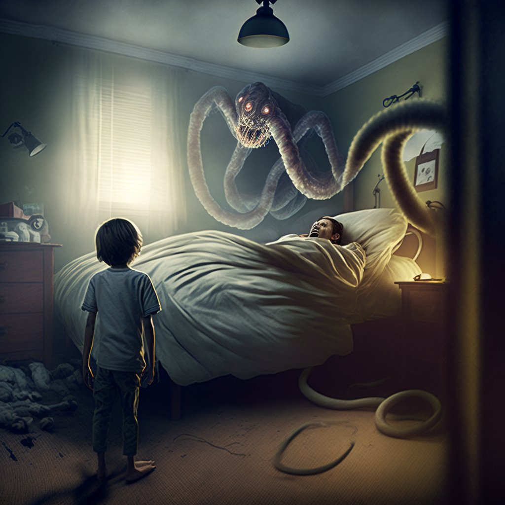 TheVoidGospel's tweet image. "Dad, dad, there's a monster under my..." Davy froze mid-sentence as he rushed into his father's bedroom. There was a monster under this bed, too. But this one wasn't hiding. Wasn't whispering gently. No... it crawled up the wall from his dark hiding place, and was about to feed.