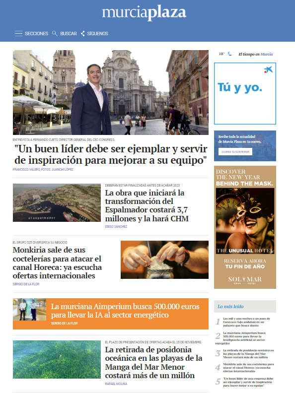 murciaplaza_'s tweet photo. #EnPortada | Fernando Cueto: "Un buen líder de una empresa debe ser ejemplar y servir de inspiración para hacer mejor a su equipo" 

Toda la actualidad de la Región de Murcia en https://t.co/rEGB7sW02y https://t.co/ZfFlt1x8V1