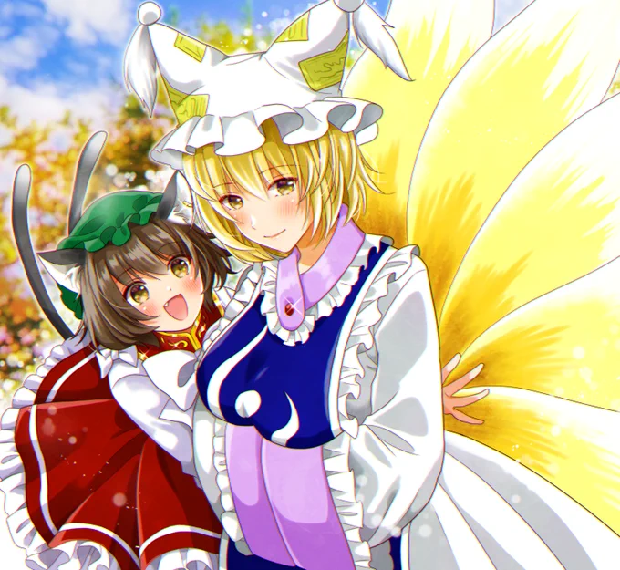 藍しゃま&橙#東方Project  #二次創作絵 #橙 #八雲藍 