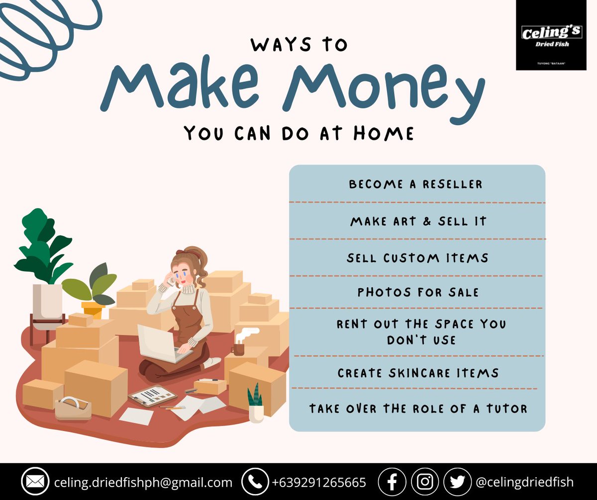 celingdriedfish's tweet photo. Are you a stay-at-home🏡 Mom looking for a sideline job or side business to earn extra income? Here are some ideas that you can try at home to make extra cash. 💶💯 

DM me if you have ANY questions regarding product reselling😊
.
.
.
#sidehustleideas #productreselling https://t.co/Z8BSvlQz93