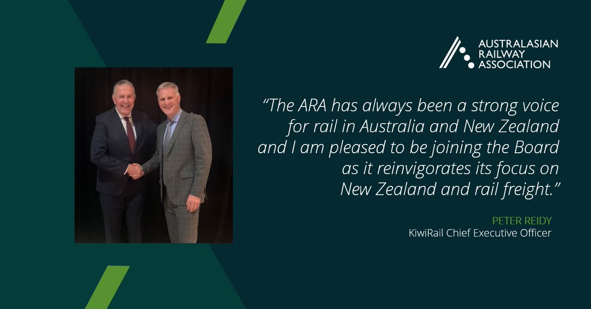 The Australasian Railway Association (ARA) is pleased to announce #KiwiRail Chief Executive Officer Peter Reidy will join our Board later this month. Read more in our media release: ara.net.au/media-release/… #rail #railindustry #infrastructure #KiwiRail #newzealand