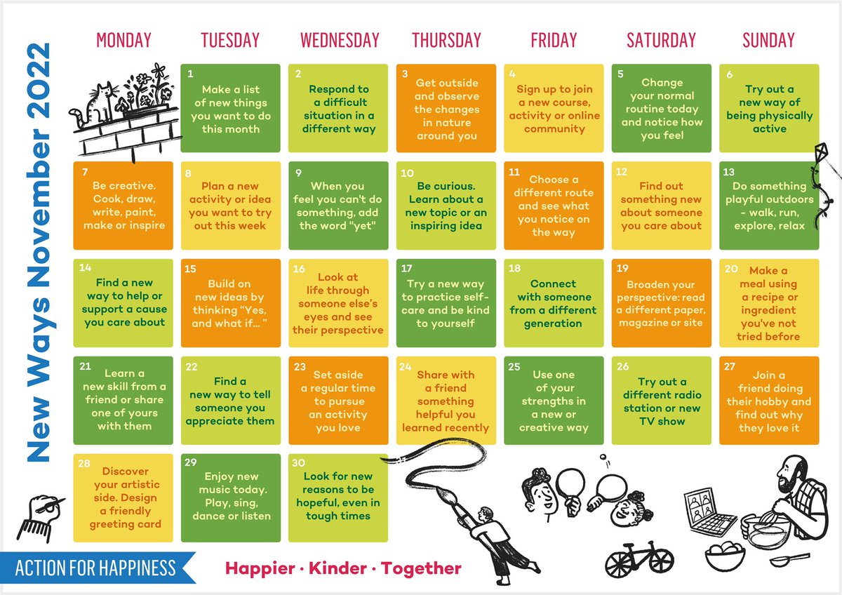 New Ways November - Day 7:  Be creative. Cook, draw, write, paint, make or inspire actionforhappiness.org/new-ways-novem… #NewWaysNovember