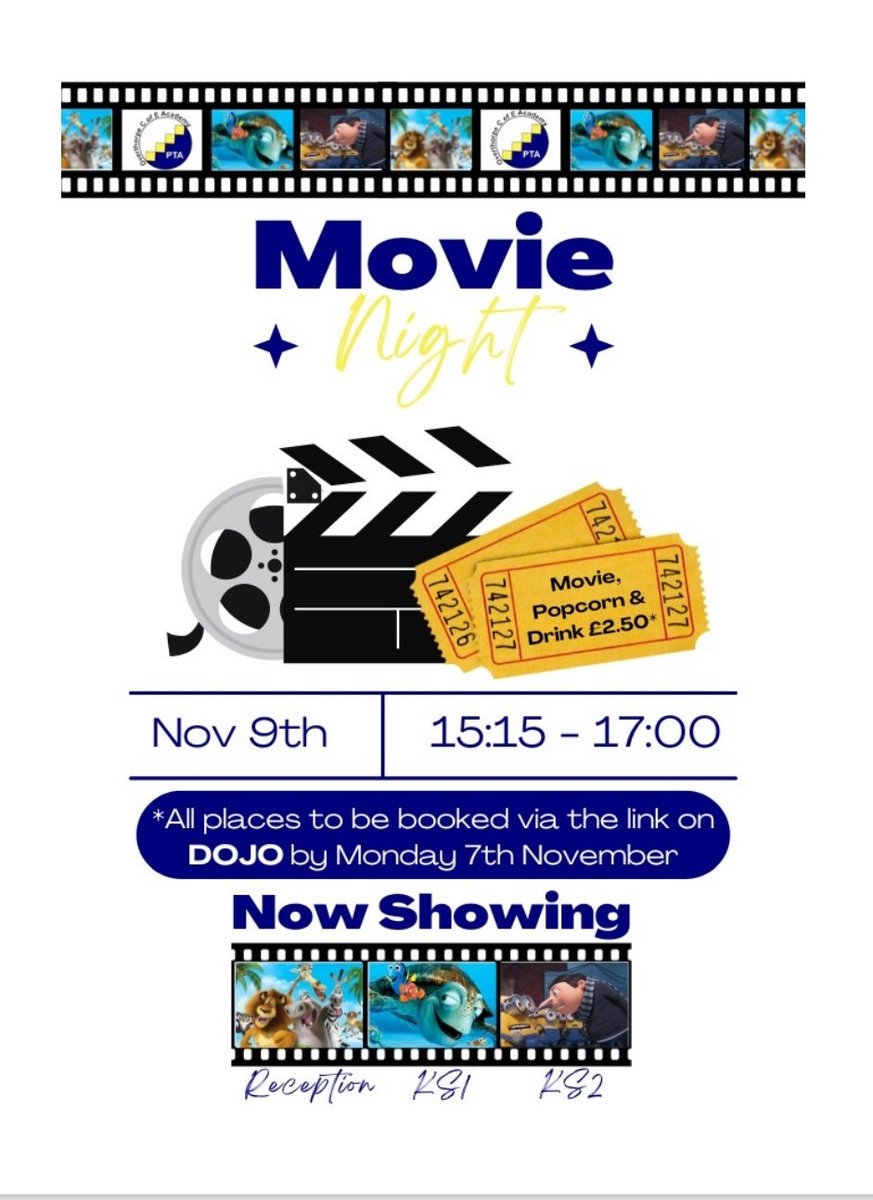 🍿Please remember to book and pay for your childs/childrens film night tickets today, thank you🍿 <a href="/Overthorpe_Acad/">Overthorpe C of E</a> <a href="/O_Early_Years/">Early Years</a> <a href="/O_Year_1_2/">Year 1-2</a> <a href="/O_Year_3_4/">Year 3-4</a> <a href="/O_Year_5_6/">Year 5-6</a>