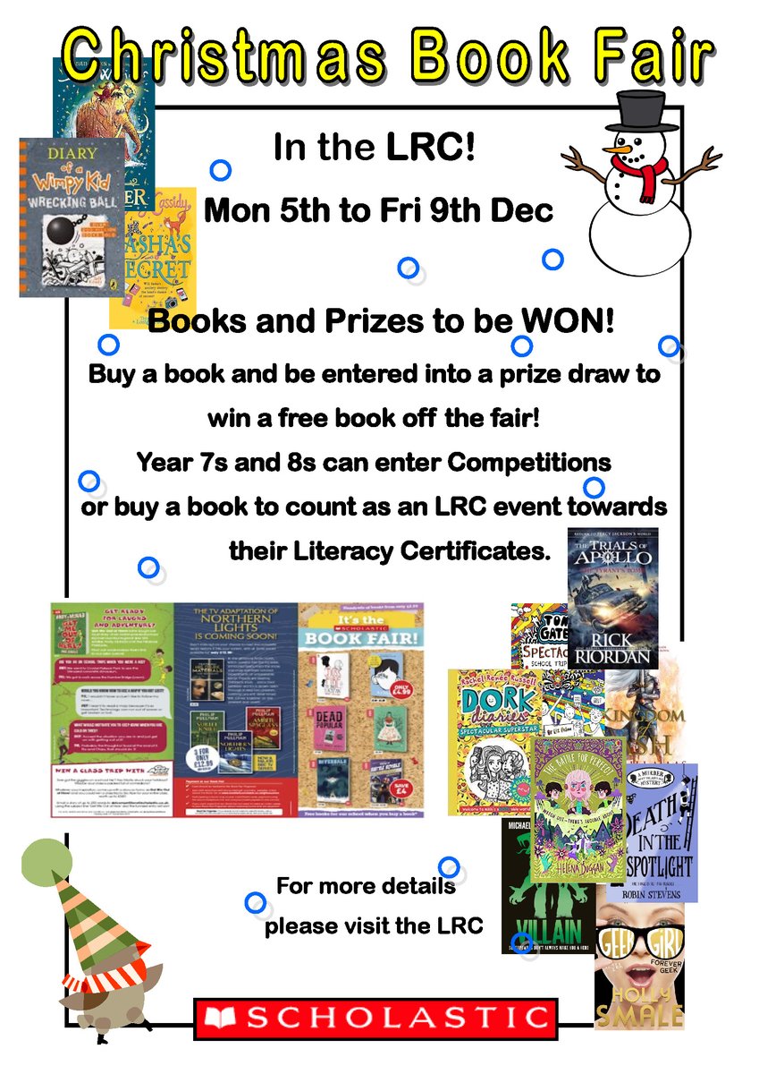 This half term the LRC will be hosting a Book Fair from the 5th - 9th of December. We also have details for this years Bookbuzz, see the posters below for more information!