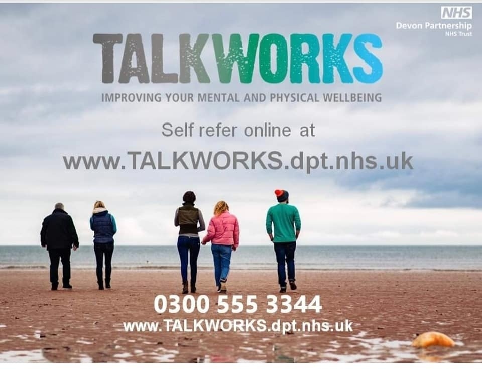 DPT_TALKWORKS's tweet photo. Please remember that if you are struggling with low mood, anxious thoughts or increased stress, TALKWORKS can help. We're an NHS service for adults aged 18+ living in Devon, here to help you improve your mental and physical wellbeing: https://t.co/m16JJd2t6u https://t.co/yXaf0MY0by