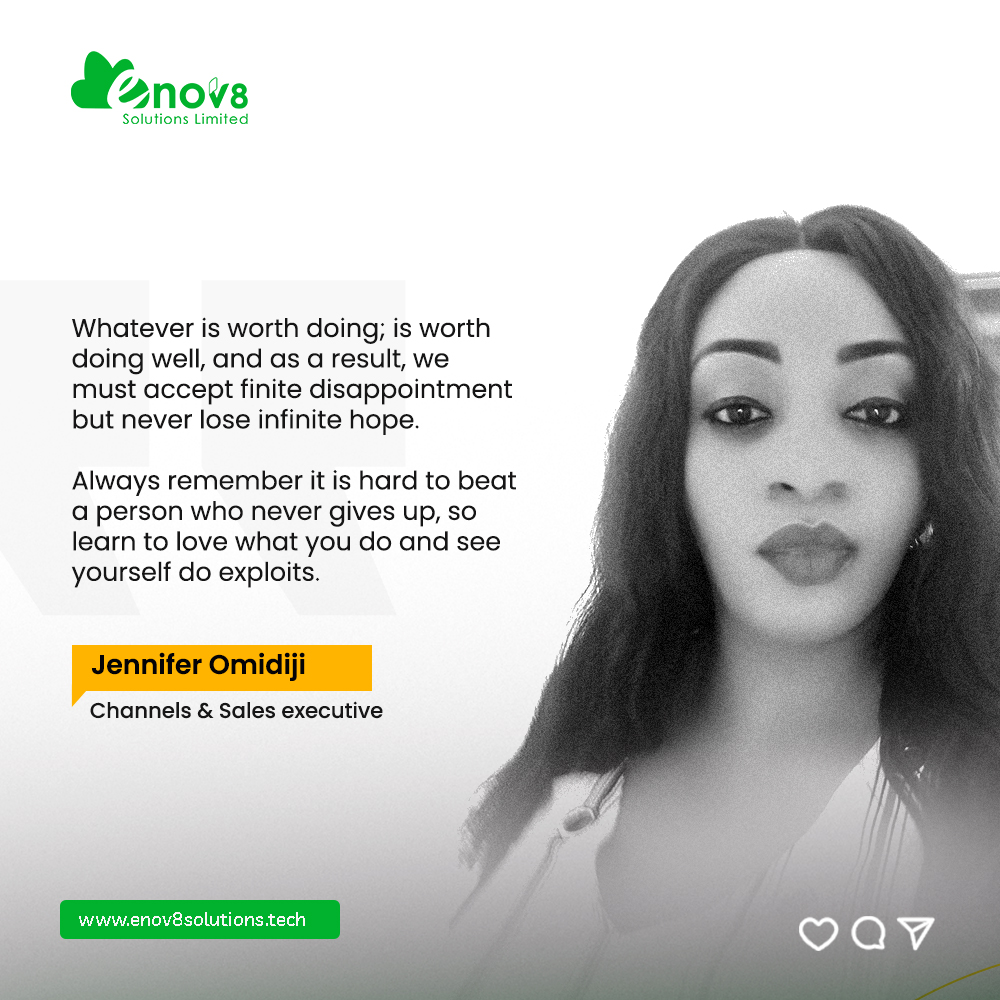Enov8Solutions's tweet photo. Be the one who never gives up.
Accept finite disappointment but never lose infinite hope.
Wishing you a great week ahead! 🎉
#employeequotes #mondaymonday #employeequotes #newweeknewgoals #enov8solutions #seamlessfuture #techcompiesinlagos #itconsultingfirm #itconsultants https://t.co/fcoZ35zSJi