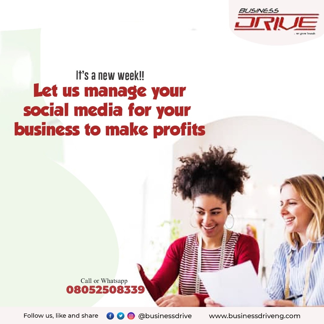 businessdriveng's tweet photo. It's a new week!! 

Let us manage your social media for your business to make more profits.

Contact us to get started..

#socialmedia #businessdrive #business https://t.co/y1GnS9Iloe