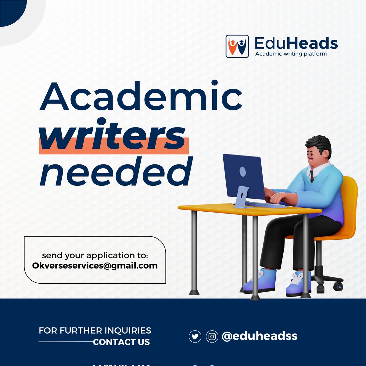 fasthireng's tweet image. An opportunity for all academic writers!!
Check @eduheadss for full post and how to apply.
Launch date: 1st December, 2022. EduHeads is coming
#eduheads #academicwritingsupport #courseworkwritinghelp #essaywritinghelp
