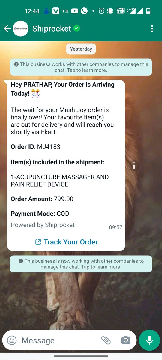 ImVenkatPrathap's tweet photo. Sir I have Purchased a Massager and pain relife divice on online website https://t.co/lhx0dTErA7 Track Shipment https://t.co/9BaL646aEI
we have already 7days of duration on site to make return policy but the website and i have tried the contact make a call but the  9004063137 https://t.co/iEPRSUI9Fy