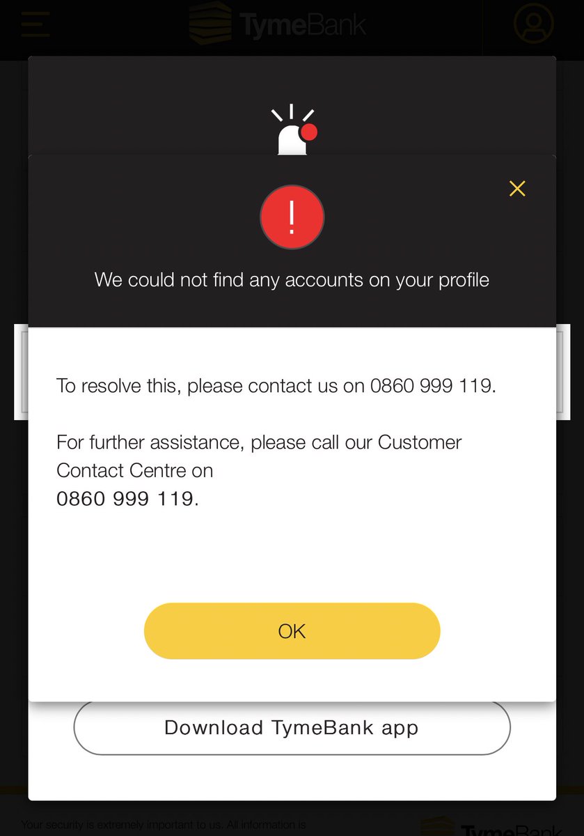 ThobekaL's tweet photo. @tymebankza cannot access my app this morning. Online banking also not accessible…please advise. https://t.co/FtJI4kqrwq