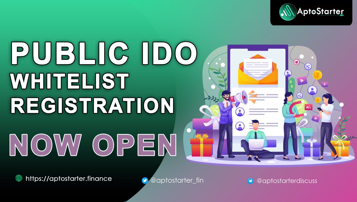 ✖️ AptoStarter Public IDO  Whitelist  
We are proud to announce that our   Whitelist has Now Open !

🧿 Whitelist Form
👉forms.gle/ZiPgzsCafpD9u8…
Ends on Friday 11th NOV , 10:00 AM UTC 

#AptoStarter #CryptoNews #Launchpad #IDO #AptosEcosystem