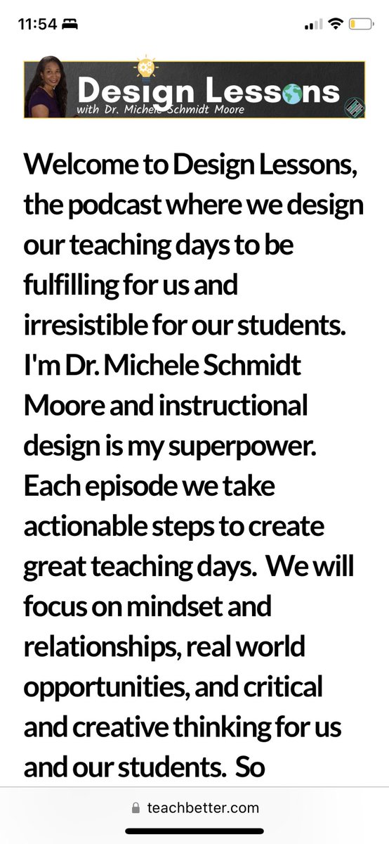 I had the great pleasure to meet <a href="/mschmidtmoore/">Dr. Michele Schmidt Moore</a> at #TeachBetter22 &amp; have a conversation today. I adore her!🥰

She has a great #podcast: Design Lessons. Highly recommend you listen &amp; subscribe! So many tips on how to be a L.E.A.D.E.R. &amp; better person.

teachbetter.com/podcasts/desig… 💚