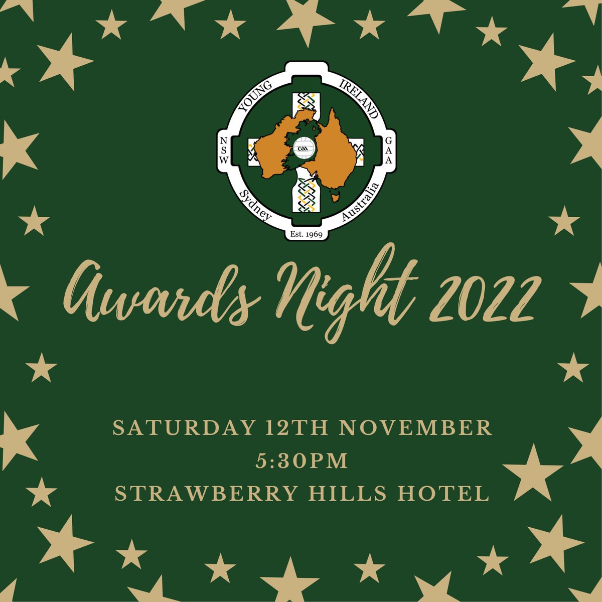 🌟 Awards Night 2022 🌟
Our end of season Awards Night takes place this Saturday 12th November from 5:30pm in Strawberry Hills Hotel🏐🥇

It’s set to be a great night of celebrations with all our current players and new members🏆🍻🎉

We look forward to seeing you all there 💚💛