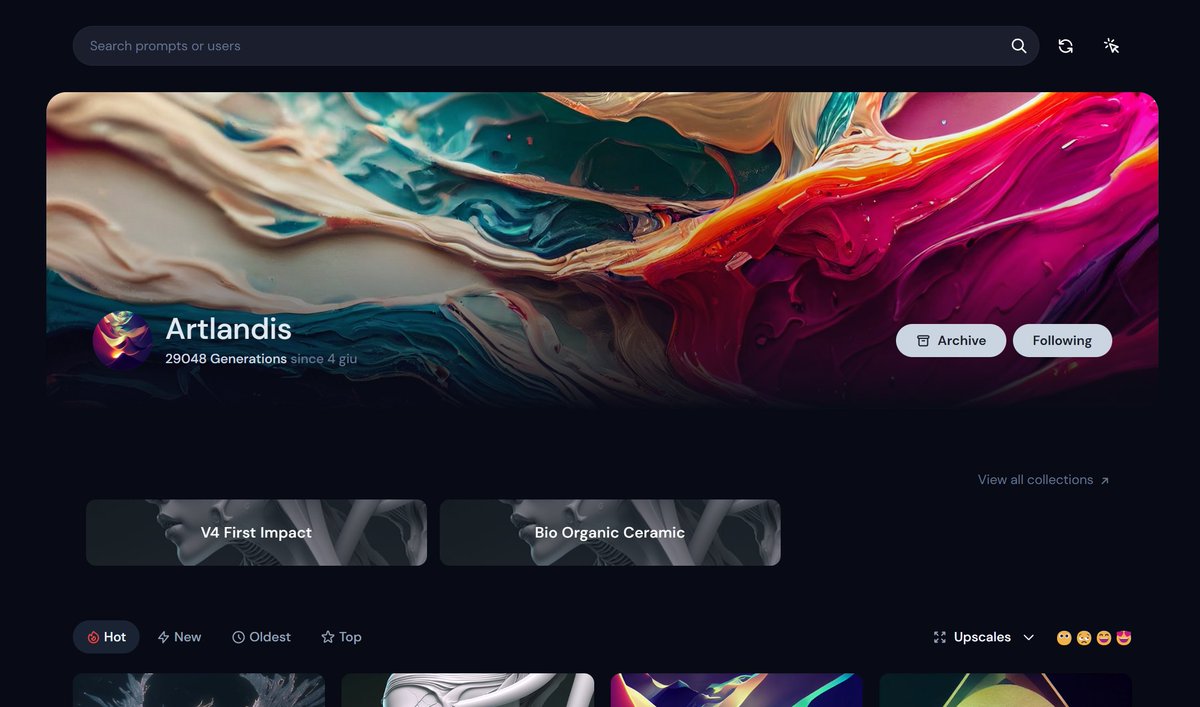 Artlandis's tweet photo. Preview: a new layout for @midjourney! 
I had the chance to test the new layout coming to #Midjourney (now is back!).
A very interesting and useful #UI experience to collect all the generated artworks
#Midjourney #spoiler #AIart #aiartist #aiartistcommunity #guide #V4  
thread⬇️ https://t.co/fbiyasTcfF