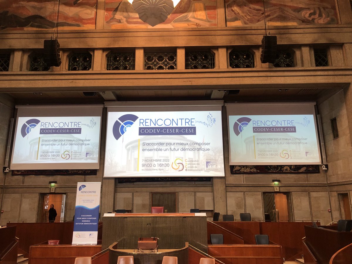 Démarrer la semaine par questionner la qualité démocratique de notre futur dans le bijou d’A.Perret ⁦<a href="/PalaisIena/">Palais d'Iéna</a>⁩ quoi de mieux ? Merci ⁦<a href="/CoordNatCD/">CNCD</a>⁩ ⁦<a href="/lecese/">CESE</a>⁩ ⁦<a href="/ceserfrance/">CESER de France</a>⁩ d’avoir impulser cette journée placée sous le signe de la coopération ⁦⁩