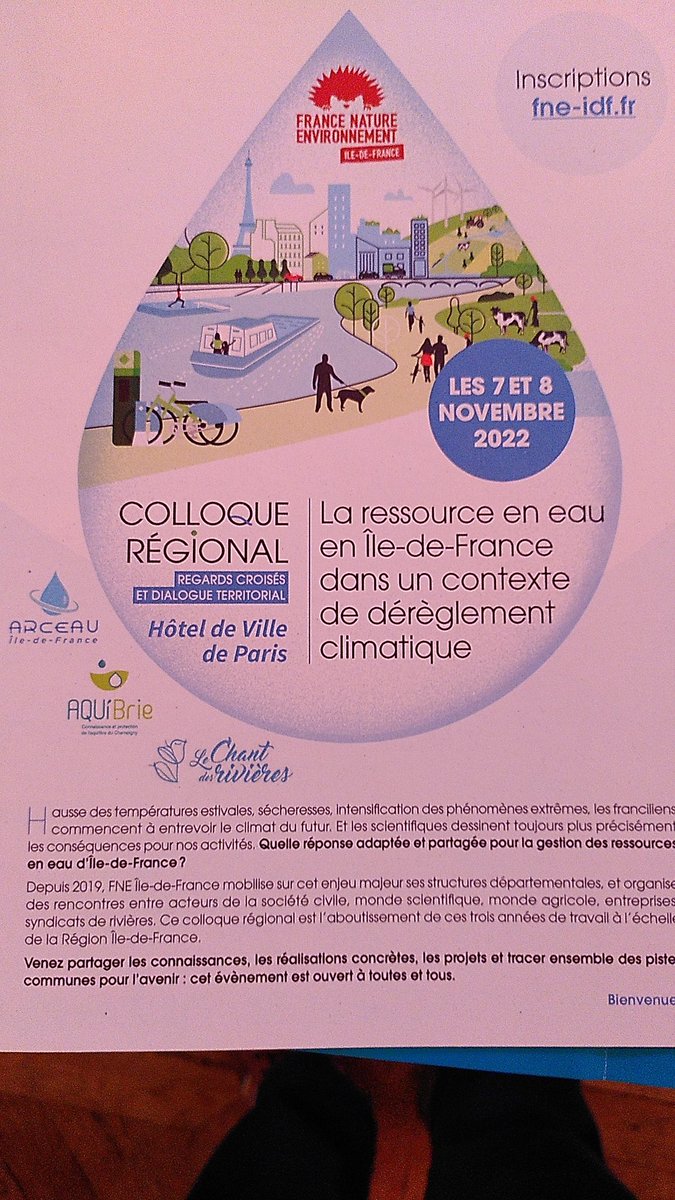 Le colloque régional de <a href="/FneIDF/">France Nature Environnement Île-de-France</a> sur l'eau qu'AQUI' Brie co-organise commence ! Rendez-vous à notre stand dans la grande salle pour nous rencontrer et découvrir nos actions pour la nappe du Champigny.