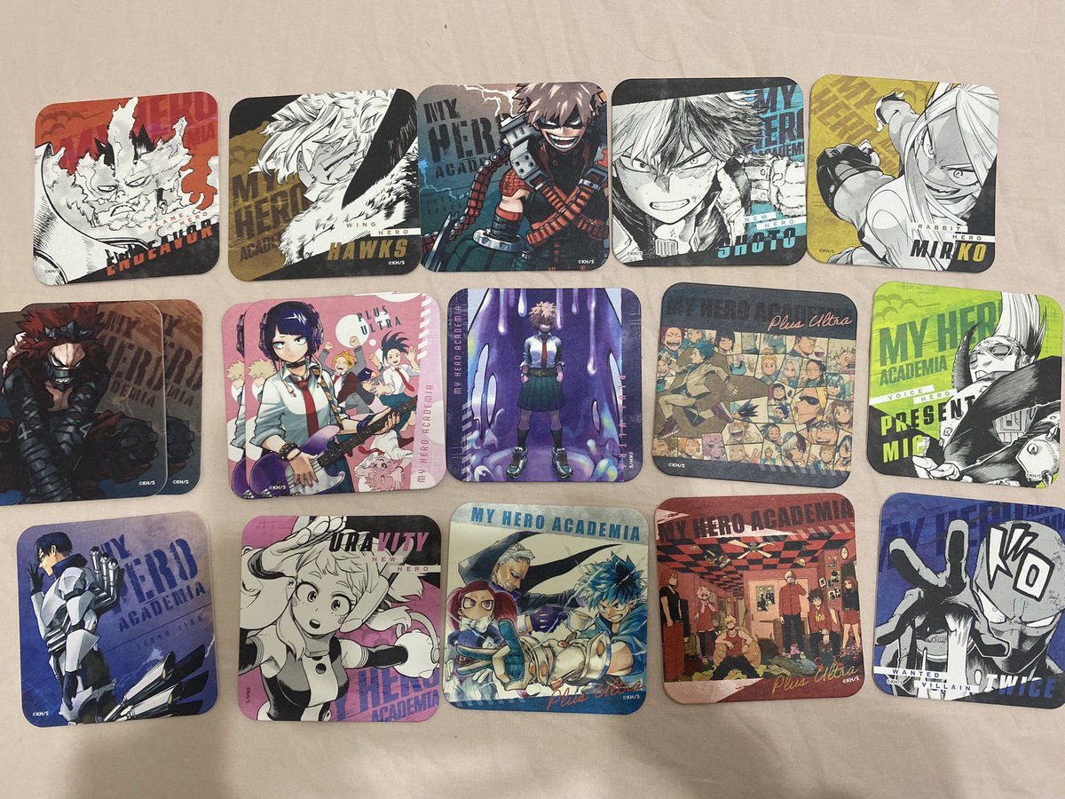 _enenkoko's tweet photo. ヒロアカ ヒロアカ展 ジャンプショップ
コースター 譲渡

譲→画像参照
求→1枚110円(3枚以上のお取引)

画像1枚目は2段目から1枚以上お取引お願いします。

画像2枚目は、2段目から1枚以上お願いします。
3段目は無償でプレゼントさせて頂きます。
FF外の方もお気軽にリプお願いします。 https://t.co/run3K2nVum