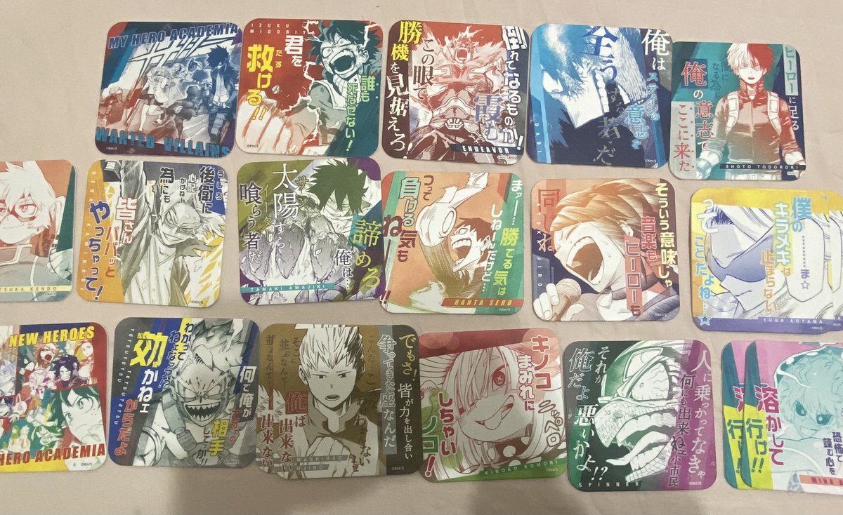 _enenkoko's tweet photo. ヒロアカ ヒロアカ展 ジャンプショップ
コースター 譲渡

譲→画像参照
求→1枚110円(3枚以上のお取引)

画像1枚目は2段目から1枚以上お取引お願いします。

画像2枚目は、2段目から1枚以上お願いします。
3段目は無償でプレゼントさせて頂きます。
FF外の方もお気軽にリプお願いします。 https://t.co/run3K2nVum