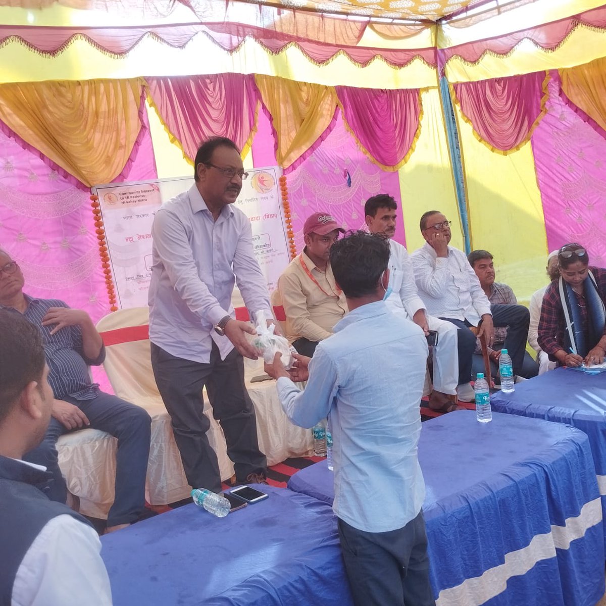 The camp was organized by Nikshay Mitra Md Danish Eqwal.
Nutritional supplements and diagnostic support provided among all TB patients of PHC Kawakol.
Participants-CDO,DIO,WHOconsultant, Representatives CARE,Secretary and MO-Gram Nirman Mandal,PRI members and Religious leaders.