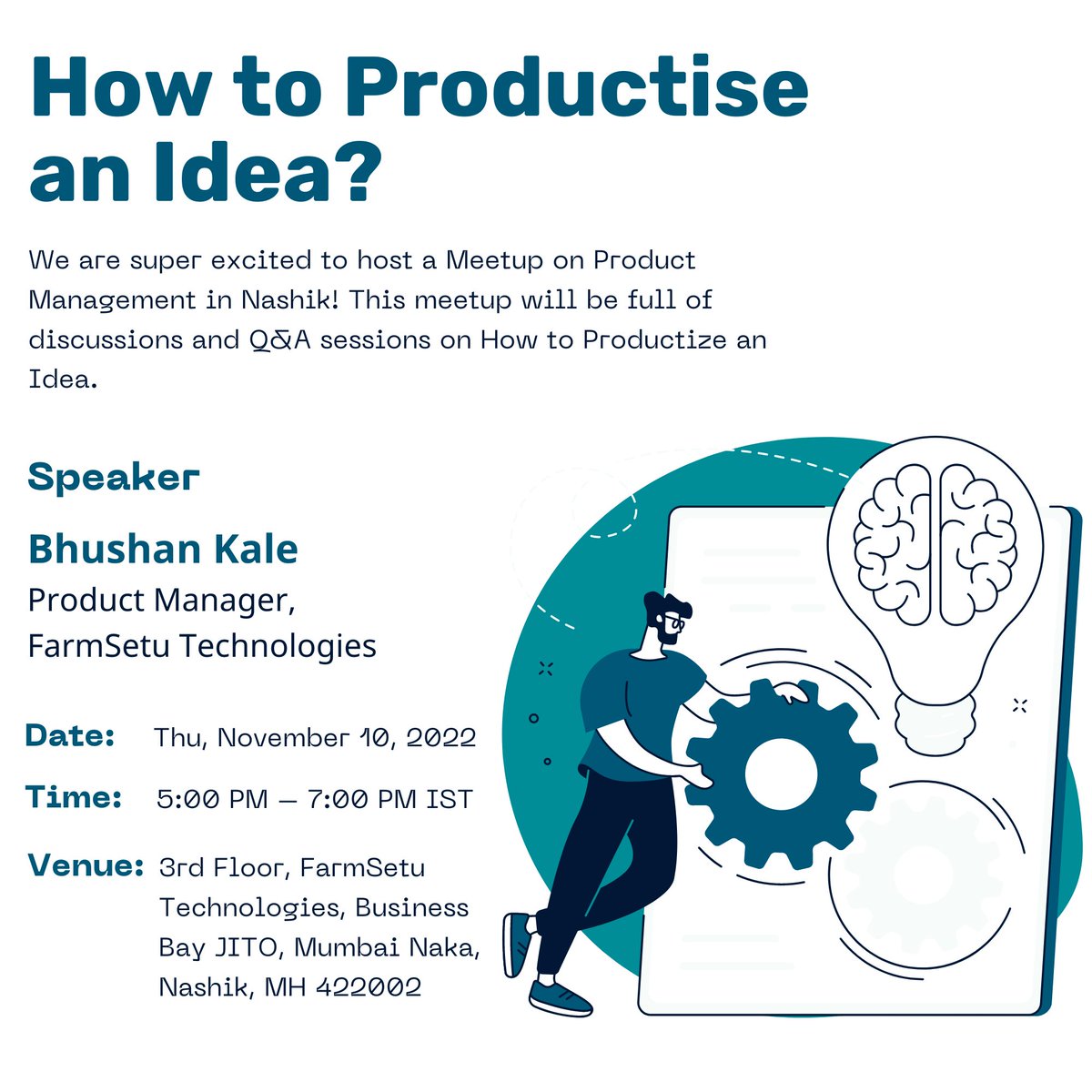 FarmSetuTech's tweet photo. Hello everyone, seats are filling fast for the #product_management meetup!

Book your seat now: https://t.co/6vtO43o8Bm

#product_manager #product_management #product_owner #product_design #product_ownership #product_development #product_manager_training
#nashik #nashikjobs https://t.co/sSnezL0rTD