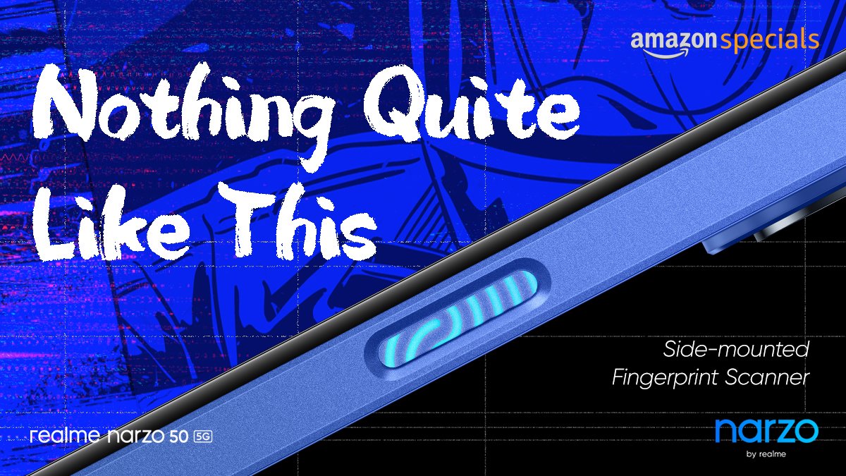 realmeIndia's tweet photo. Tap and go! 

The Side-mounted Fingerprint Scanner in the #realmeNarzo50 5G is so fast, you’ll think it’s magic🪄

#Mighty5GGameOn

Buy now: https://t.co/cAPXKAS9ij https://t.co/Nys7HY13GP