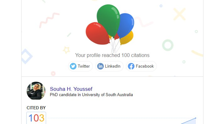 Balloons for my 1st 100 citations milestone 😃😃Might not be a big number, but means a lot to me. I was told it's too late now to continue your studies.. it will be difficult with a baby..A scholarship? it's very competitive. Don't underestimate the power of will!