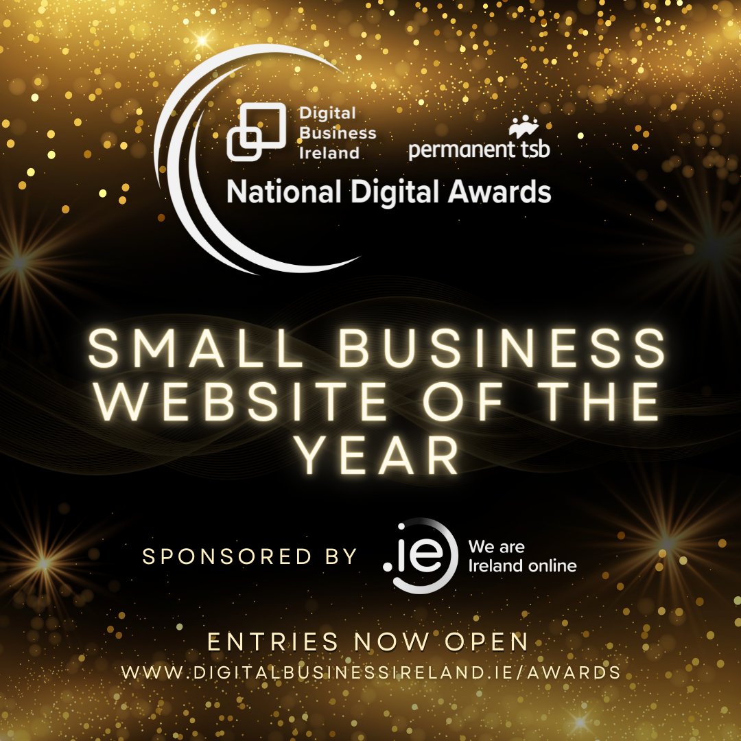 🏆  SMALL BUSINESS WEBSITE! 

Recognising excellent website design in for businesses with under 50 employees, this award is sponsored by @dot_IE 

Submit your company’s entry for this award at digitalbusinessireland.ie/awards   

#DigitalAwards22 @permanenttsb