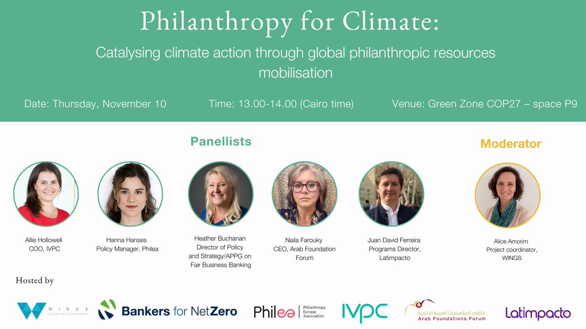 Philanthropy-led climate action is crucial to enabling climate mitigation and adaptation goals.

<a href="/hanna_hanses/">Hanna Hanses</a> will speak on the “Philanthropy for Climate” panel that will provide a broad overview of philanthropic climate action worldwide, at #COP27 #PhilanthropyForClimate