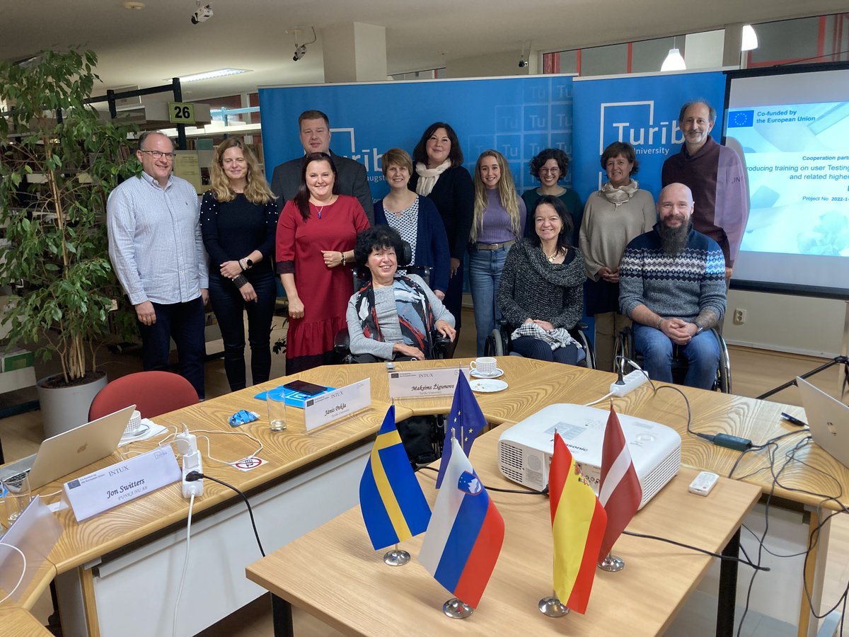 loicmn's tweet photo. Last week we had the kick-off meeting at Riga of the #IntuxEU project, whose goal is to introduce higher-education training on user testing with persons with disabilities. Participants: @Turiba, @FunkaNu, @SUSTENTO1, @InfoNsios, @Autismo_Sevilla, University of Maribor, @La_UPM https://t.co/1NAX2c7ujj
