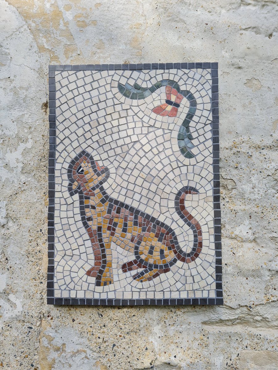 Started in Greece with Helen Miles, the tiger cub mosaic has been completed. I should have finished it sooner, but I've been busy!