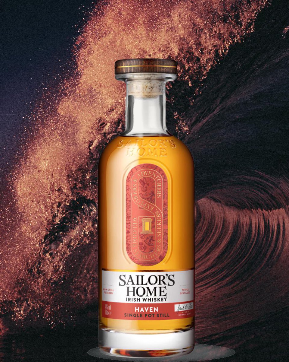 HAVEN, FIND YOURS.
Single Pot Still - globally celebrated and unique to Irish Whiskey.

Sailor’s Home Haven: Triple pot distilled. A mash bill of malted and unmalted Irish barley, and Haven has oats for creamy mouthfeel. Aged in Spanish Oloroso Sherry and American bourbon cask.