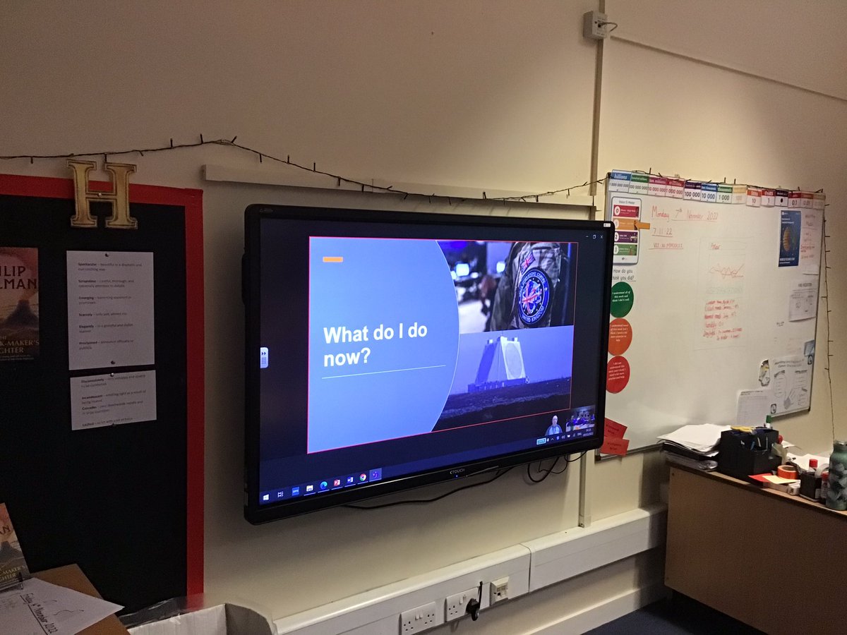 CanonYearFive's tweet image. Been treated to a virtual visit from Rhys who is a part of the RAF Space team! Rhys is talking to us about many aspects of his job and giving us many interesting facts! Did you know that the radar at RAF Fylingdales can see a tennis ball from 3000 miles away? 🌍👨🏻‍🚀 #CSPSSTEM