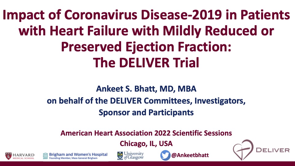Ankeet Bhatt presented the #DELIVER Covid-19 data today at AHA. View presentation at delivertrial.org