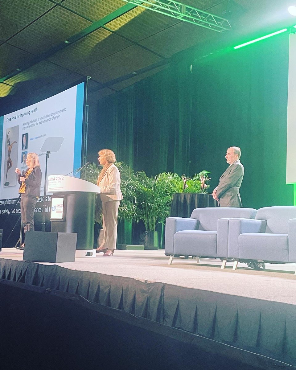 MaconHarrison's tweet photo. The Fries Prize for Improving Health is being awarded this morning at the APHA 150th annual meeting to three representative associations of FRONT LINE PUBLIC HEALTH WORKERS. Thank you public health! #NACCHO #APHA #BCHC #TFAH #CDCFoundation #ASTHO https://t.co/O9qWKNj9B8
