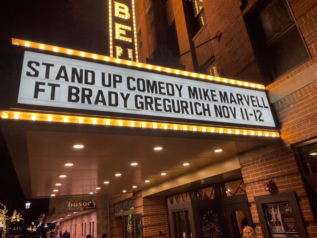 bmgbrewcrew4's tweet photo. This weekend at the beautiful @TheBendTheater in West Bend, WI! 2 shows come on out!!! 7 years doing comedy, the first time seeing my name on the marquee is pretty surreal. https://t.co/k6x9BOievP