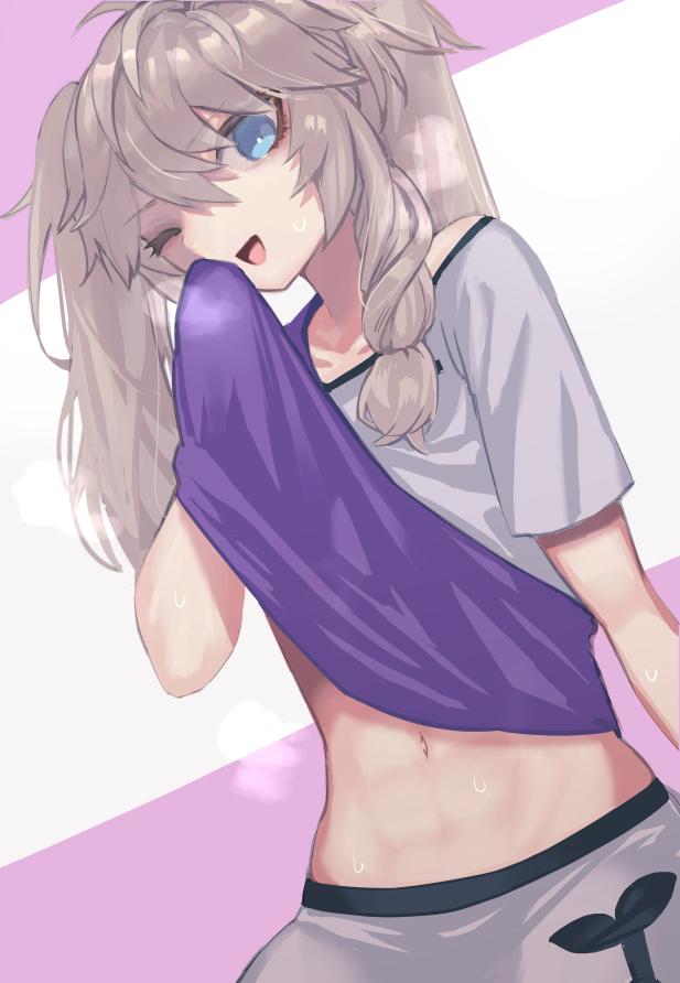 「配信中に腹筋1000回近くやってた春日部つくしさん(再掲#いいおなかの日 」|ピアイ才のイラスト