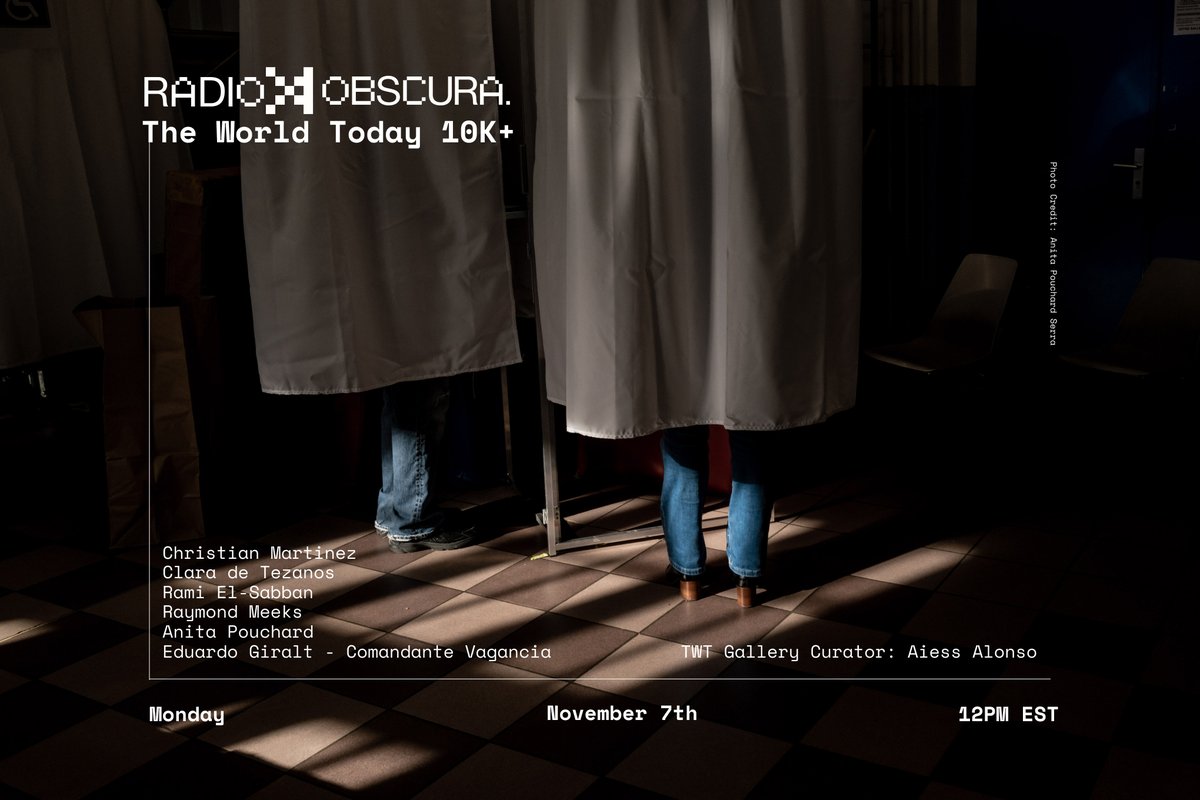 🎙Join us on today w/<a href="/obscuratwt/">The World Today 10k+</a> for the 19th Week of auctions from TWT Artists <a href="/photo_sensitive/">Christian Martinez</a> <a href="/Mamu_Microfono/">Clara de Tezanos</a> <a href="/entanese/">entanese (WALFGMI)</a> <a href="/OjosdeAnita/">Anita Pouchard Serra</a> @comandantevagan, Raymond Meeks  and this week's TWT gallery curator <a href="/aiessalonso/">greenmaggit</a> 🗺

📅Today at 12pm ET ⤵️

🔗 x.com/i/spaces/1dRKZ…