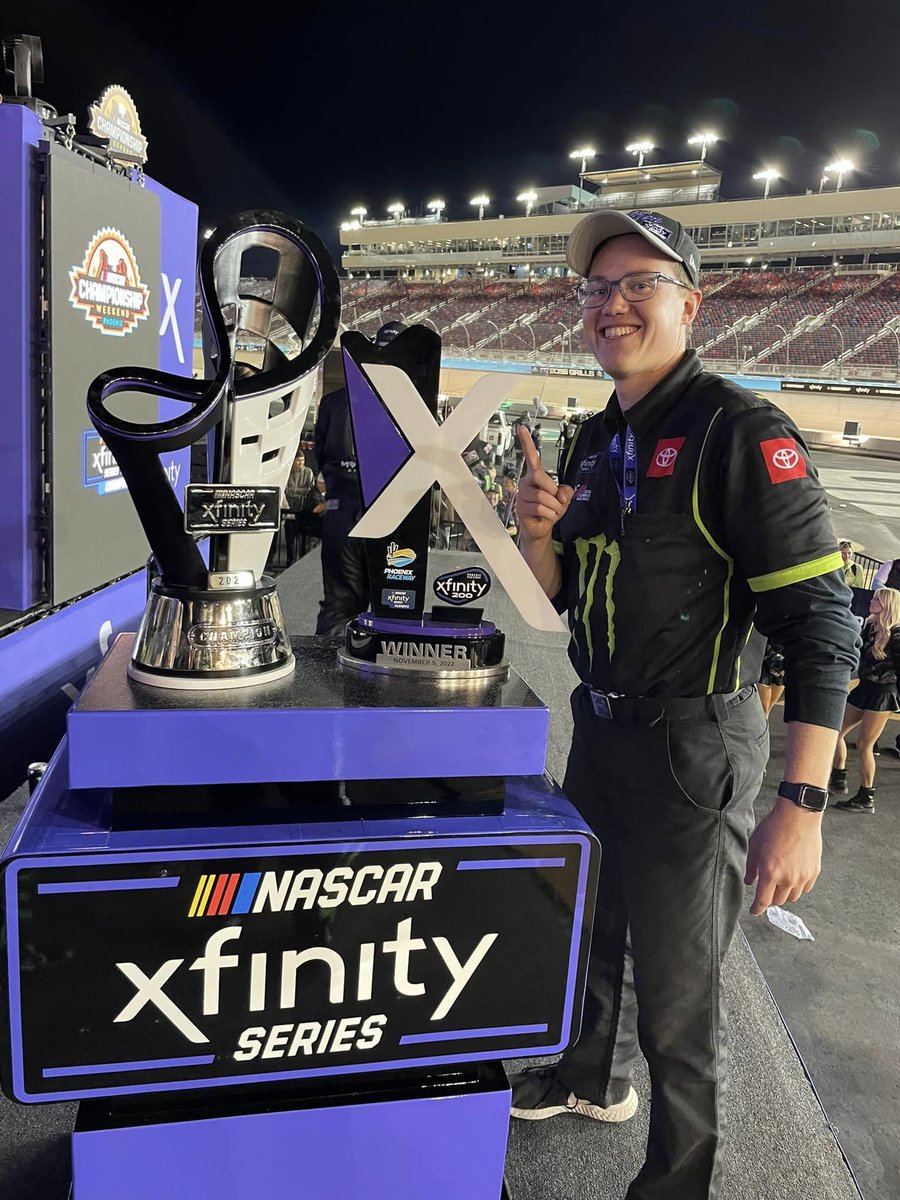 sg_nasa_sl's tweet photo. Very proud of Spring Grove alum Kyle A. While in HS, he was the captain of a 8th place @rocketcontest team, captain of an altitude award winning @studentlaunch team. Now, with Gibbs Racing, he is an engineer on the #54 car that just won the 2022 Championship! https://t.co/AHMtHuSmUi